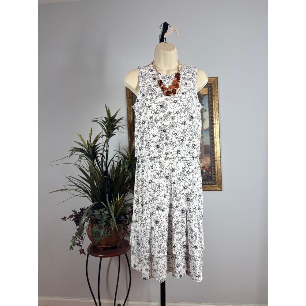 J Jill Floral Dress Size XS Layered Hem Boho Artsy Minimalist Vacation Style